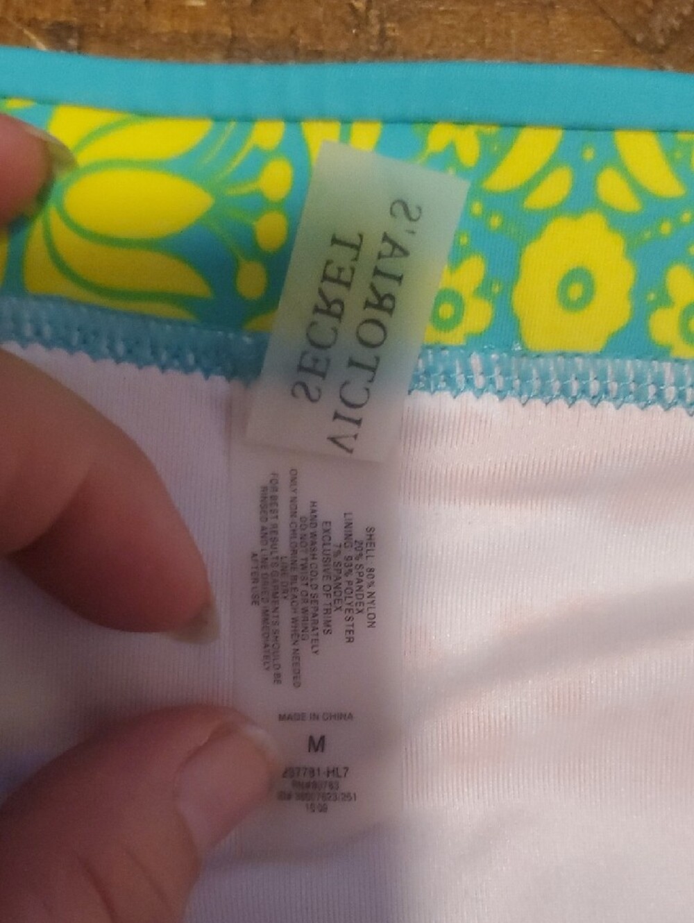 Victoria's Secret Yellow, Orange, Turquoise & Pink Floral Stripe Bikini Bottoms - Picture 3 of 4